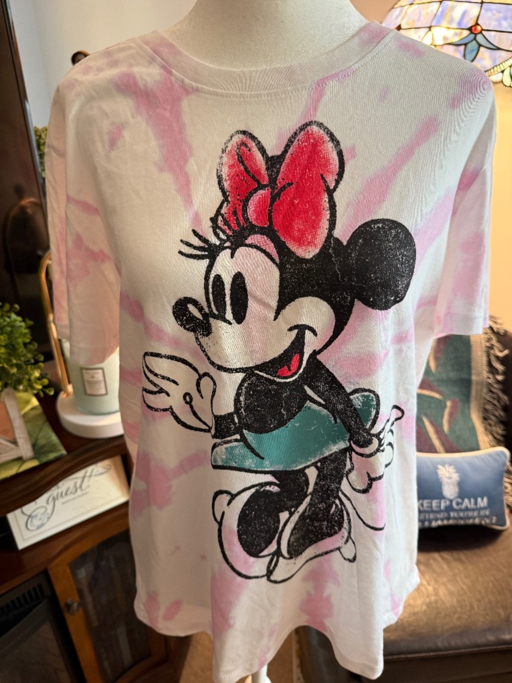 New Disney Minnie Mouse Tie Dye Short Sleeve T-Shirt Women's L